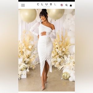 Club London Sweet Dreams Maternity Asymmetric Ruched Midi Dress